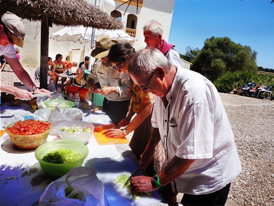 Making local trampo salad in Mallorca