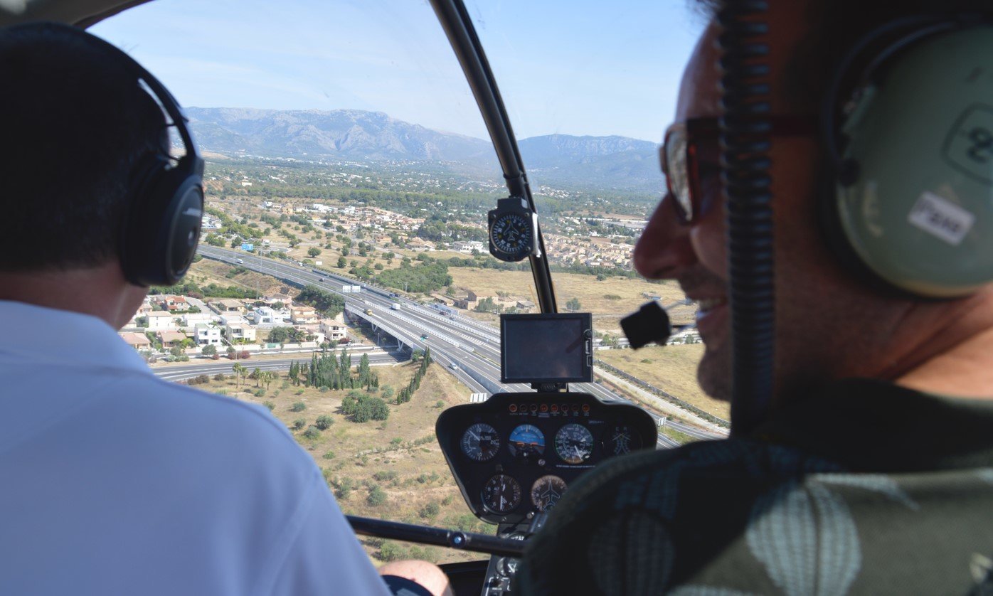 having fun on a private tour in mallorca by helicopter